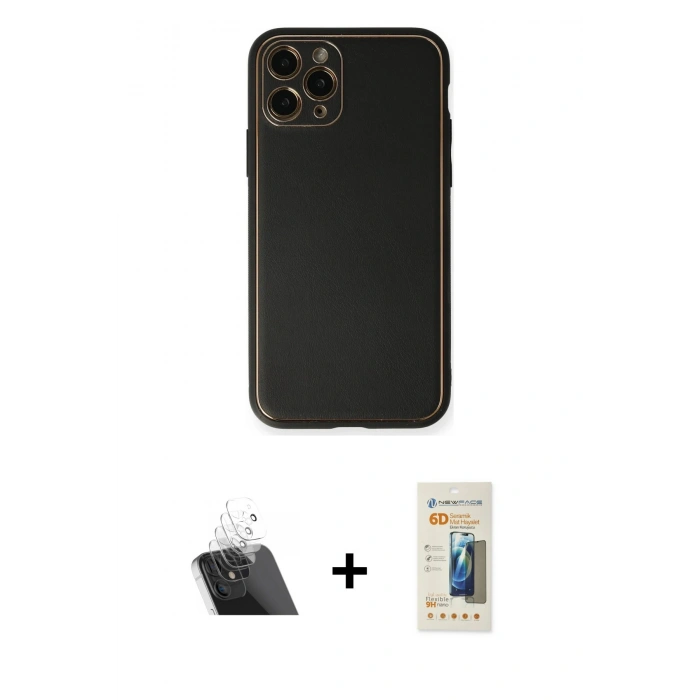 MARSİLYAN™- iPhone 11 Pro Max Kılıf Yadigar Klasik - Siyah 6D Mat Seramik Hayalet Nano Ekran Koruyucu + Kamera Lens Koruma Cam - SF