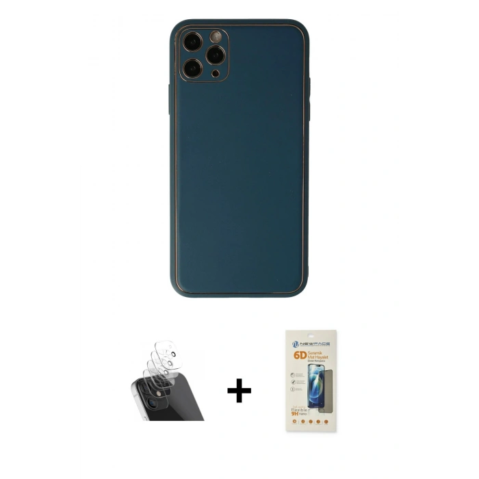 MARSİLYAN™- iPhone 11 Pro Max Kılıf Yadigar Klasik - Siyah 6D Mat Seramik Hayalet Nano Ekran Koruyucu + Kamera Lens Koruma Cam - SF