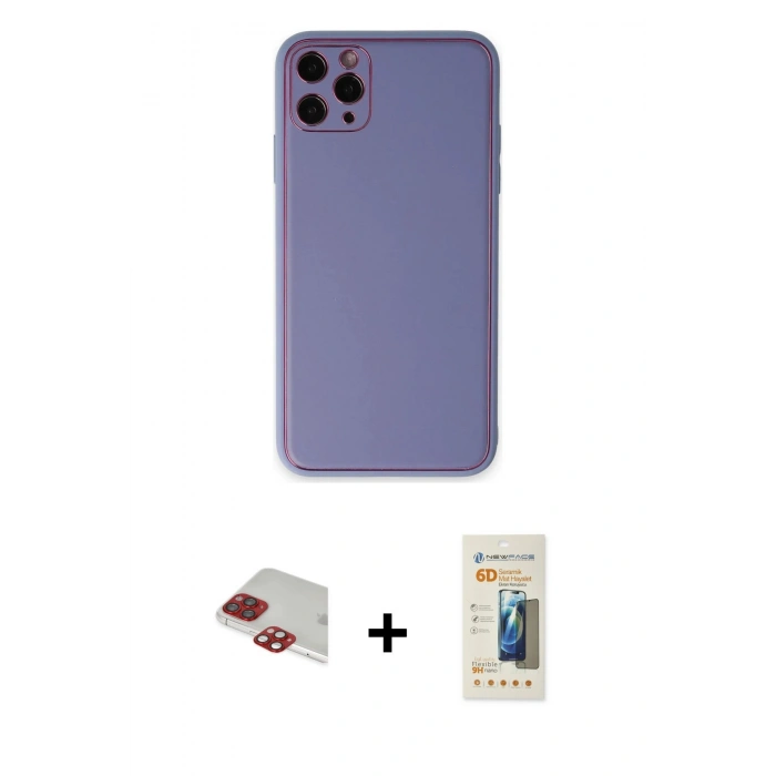 MARSİLYAN™- iPhone 11 Pro Max Kılıf Yadigar Klasik - Siyah 6D Mat Seramik Hayalet Nano Ekran Koruyucu + Pers Alüminyum Kamera Lens - KI