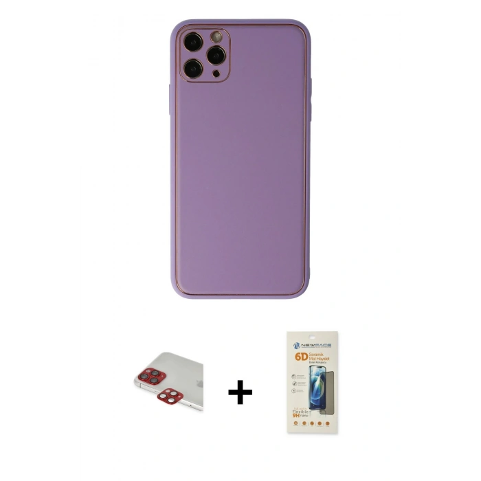 MARSİLYAN™- iPhone 11 Pro Max Kılıf Yadigar Klasik - Siyah 6D Mat Seramik Hayalet Nano Ekran Koruyucu + Pers Alüminyum Kamera Lens - KI