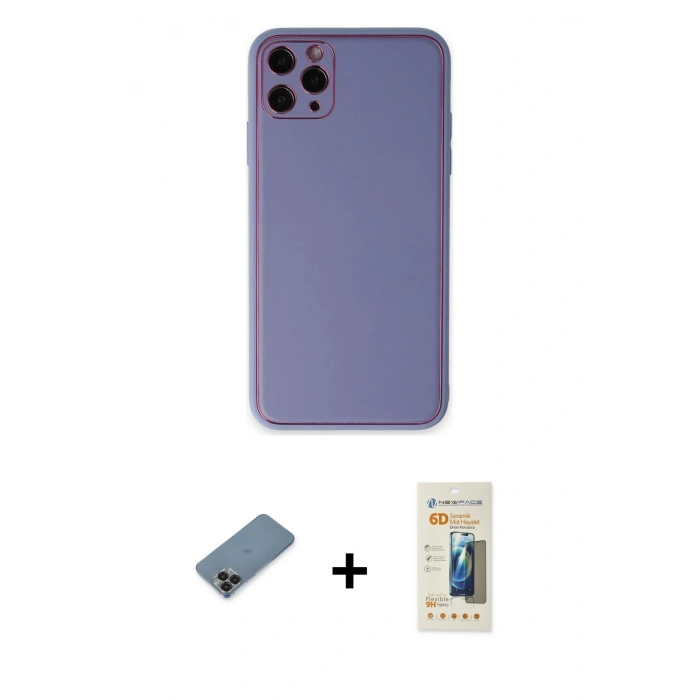 MARSİLYAN™- iPhone 11 Pro Max Kılıf Yadigar Klasik - Siyah 6D Mat Seramik Hayalet Nano Ekran Koruyucu + Metal Kamera Lens Koruma Cam - SH