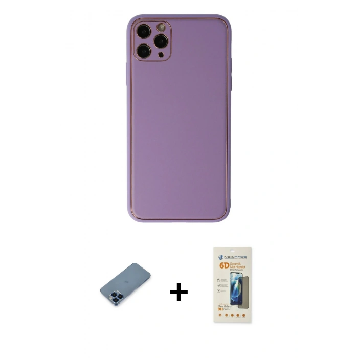 MARSİLYAN™- iPhone 11 Pro Max Kılıf Yadigar Klasik - Siyah 6D Mat Seramik Hayalet Nano Ekran Koruyucu + Metal Kamera Lens Koruma Cam - MI
