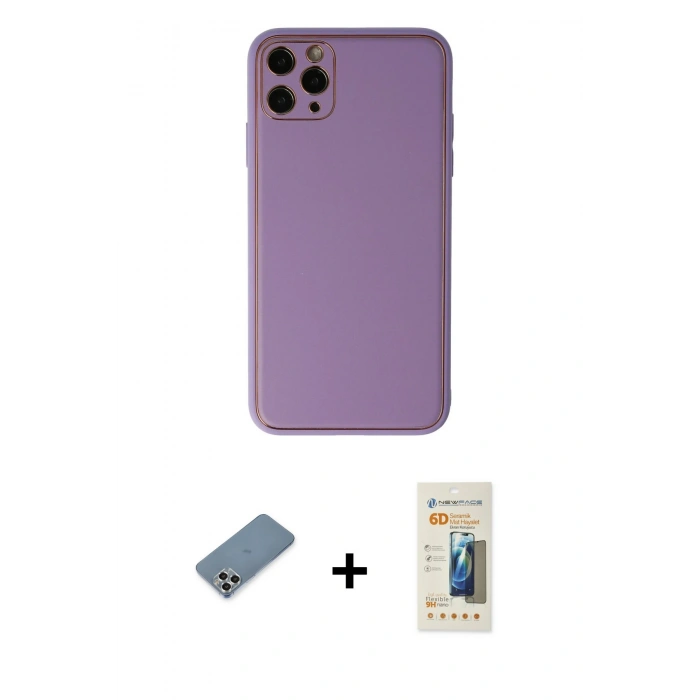 MARSİLYAN™- iPhone 11 Pro Max Kılıf Yadigar Klasik - Siyah 6D Mat Seramik Hayalet Nano Ekran Koruyucu + Metal Kamera Lens Koruma Cam - GS