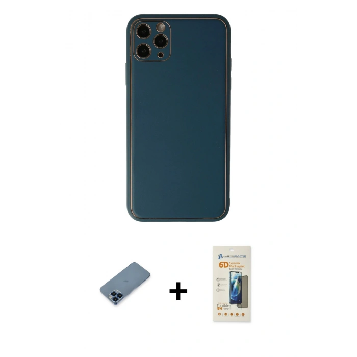 MARSİLYAN™- iPhone 11 Pro Max Kılıf Yadigar Klasik - Siyah 6D Mat Seramik Hayalet Nano Ekran Koruyucu + Metal Kamera Lens Koruma Cam - MI