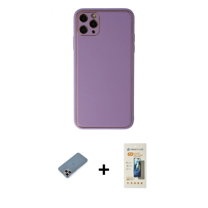 MARSİLYAN™- iPhone 11 Pro Max Kılıf Yadigar Klasik - Siyah 6D Mat Seramik Hayalet Nano Ekran Koruyucu + Metal Kamera Lens Koruma Cam - MR