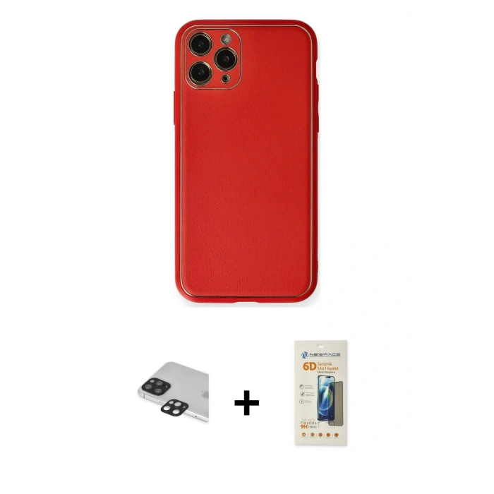 MARSİLYAN™- iPhone 11 Pro Max Kılıf Yadigar Klasik - Siyah 6D Mat Seramik Hayalet Nano Ekran Koruyucu + Pers Alüminyum Kamera Lens - SH