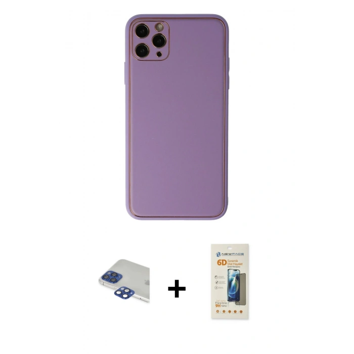 MARSİLYAN™- iPhone 11 Pro Max Kılıf Yadigar Klasik - Siyah 6D Mat Seramik Hayalet Nano Ekran Koruyucu + Pers Alüminyum Kamera Lens - LT