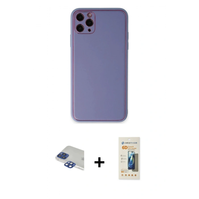 MARSİLYAN™- iPhone 11 Pro Max Kılıf Yadigar Klasik - Siyah 6D Mat Seramik Hayalet Nano Ekran Koruyucu + Pers Alüminyum Kamera Lens - LT