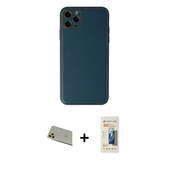 MARSİLYAN™- iPhone 11 Pro Max Kılıf Yadigar Klasik - Siyah 6D Mat Seramik Hayalet Nano Ekran Koruyucu + Rainbow Kamera Lens Koruma Cam - GD