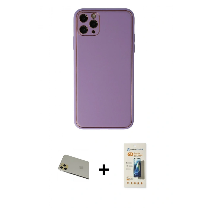 MARSİLYAN™- iPhone 11 Pro Max Kılıf Yadigar Klasik - Siyah 6D Mat Seramik Hayalet Nano Ekran Koruyucu + Rainbow Kamera Lens Koruma Cam - GD