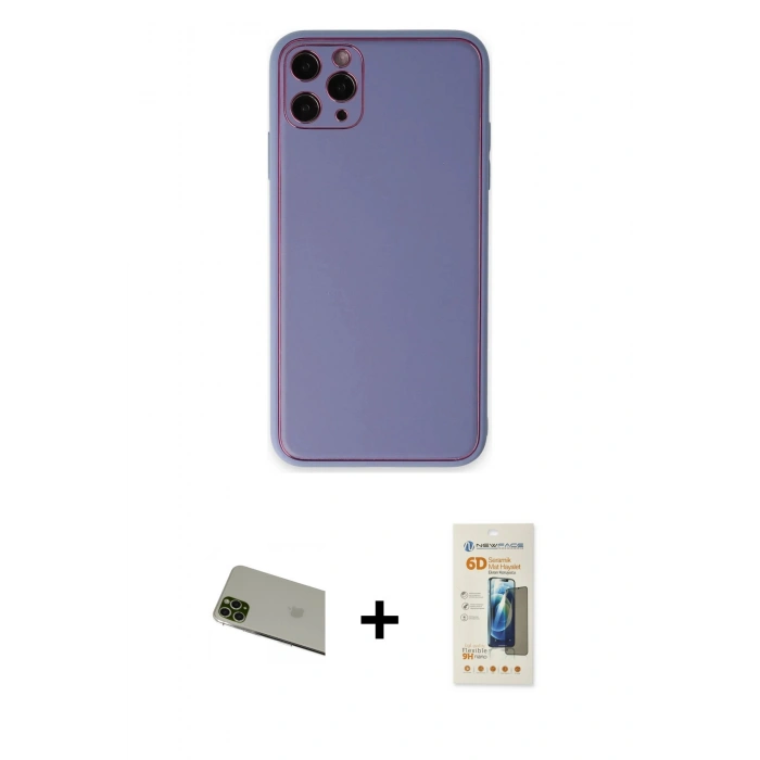 MARSİLYAN™- iPhone 11 Pro Max Kılıf Yadigar Klasik - Siyah 6D Mat Seramik Hayalet Nano Ekran Koruyucu + Rainbow Kamera Lens Koruma Cam - YL