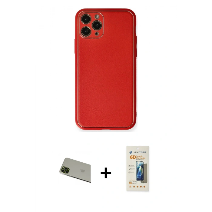 MARSİLYAN™- iPhone 11 Pro Max Kılıf Yadigar Klasik - Siyah 6D Mat Seramik Hayalet Nano Ekran Koruyucu + Rainbow Kamera Lens Koruma Cam - YL