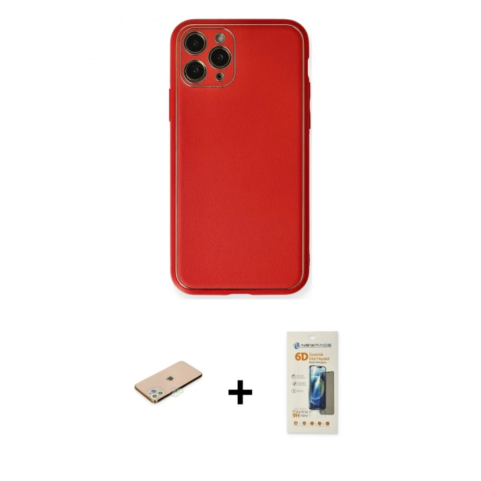 MARSİLYAN™- iPhone 11 Pro Max Kılıf Yadigar Klasik - Siyah 6D Mat Seramik Hayalet Nano Ekran Koruyucu + Renkli Kamera Lens Koruma Cam - YL