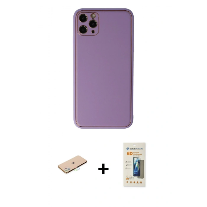 MARSİLYAN™- iPhone 11 Pro Max Kılıf Yadigar Klasik - Siyah 6D Mat Seramik Hayalet Nano Ekran Koruyucu + Renkli Kamera Lens Koruma Cam - MI