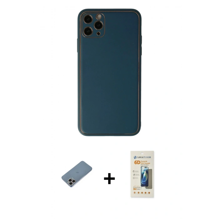 MARSİLYAN™- iPhone 11 Pro Max Kılıf Yadigar Klasik - Siyah 6D Mat Seramik Hayalet Nano Ekran Koruyucu + Shine Kamera Lens Koruma Cam - GI
