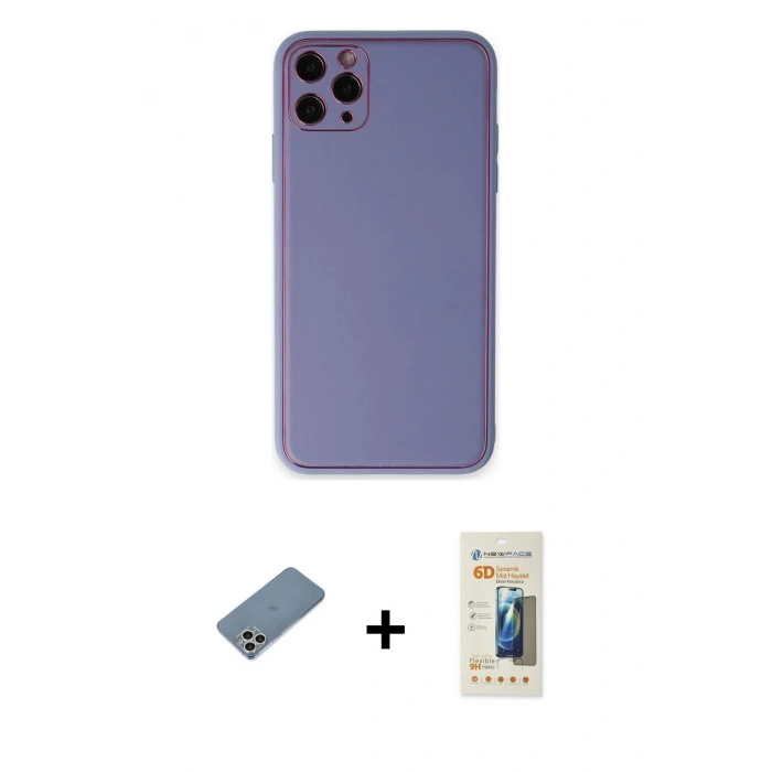 MARSİLYAN™- iPhone 11 Pro Max Kılıf Yadigar Klasik - Siyah 6D Mat Seramik Hayalet Nano Ekran Koruyucu + Shine Kamera Lens Koruma Cam - GS