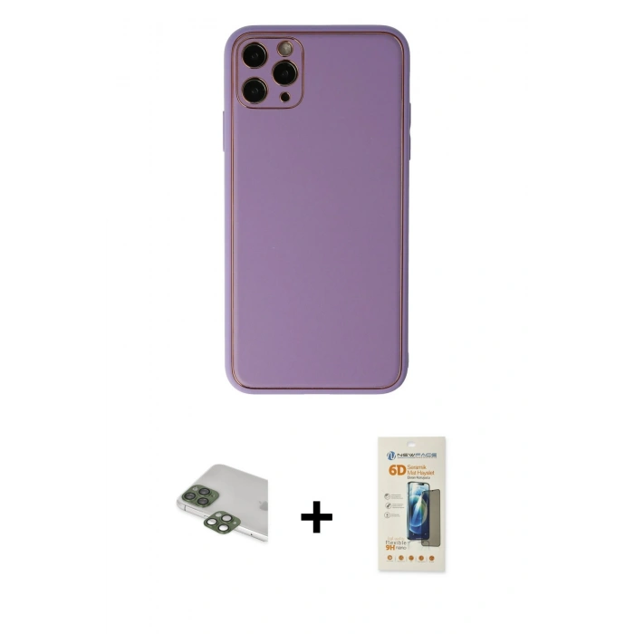 MARSİLYAN™- iPhone 11 Pro Max Kılıf Yadigar Klasik - Siyah 6D Mat Seramik Hayalet Nano Ekran Koruyucu + Yeşil Pers Alüminyum Kamera Lens