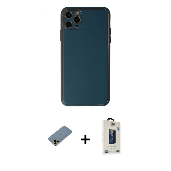 MARSİLYAN™- iPhone 11 Pro Max Kılıf Yadigar Klasik - Siyah Bilvis Hayalet Cam Ekran Koruyucu + Shine Kamera Lens Koruma Cam - GD