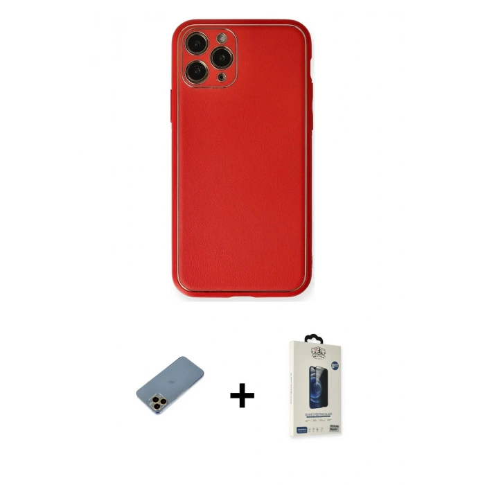 MARSİLYAN™- iPhone 11 Pro Max Kılıf Yadigar Klasik - Siyah Bilvis Hayalet Cam Ekran Koruyucu + Shine Kamera Lens Koruma Cam - GD