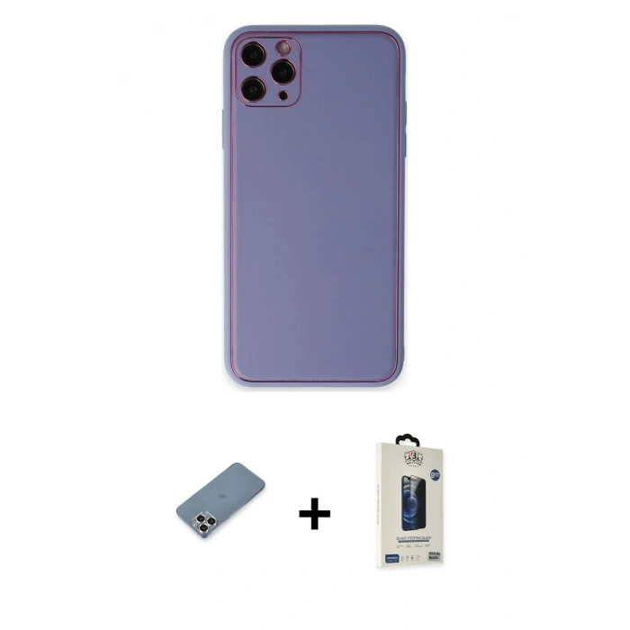 MARSİLYAN™- iPhone 11 Pro Max Kılıf Yadigar Klasik - Siyah Bilvis Hayalet Cam Ekran Koruyucu + Metal Kamera Lens Koruma Cam - GS