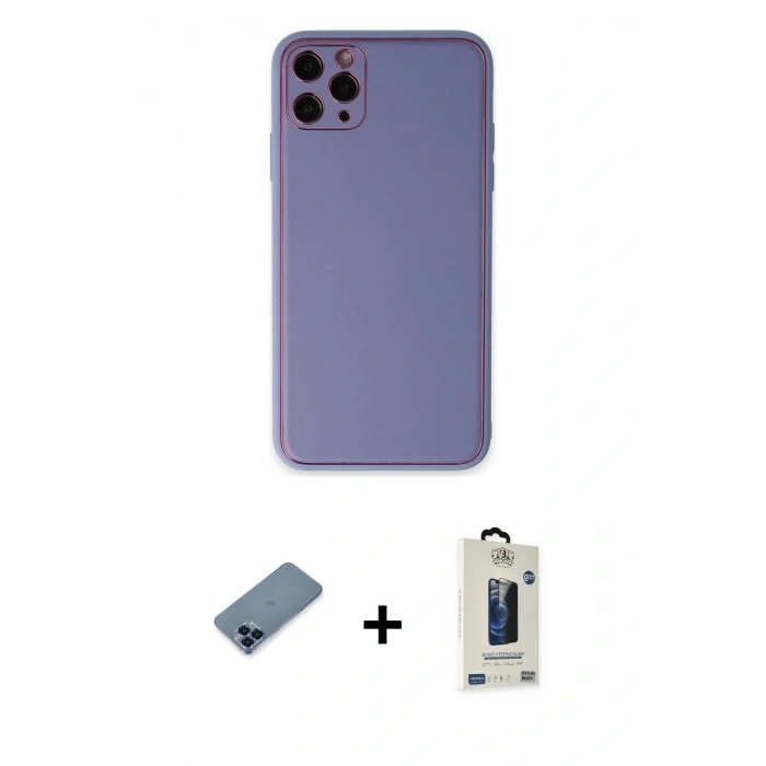 MARSİLYAN™- iPhone 11 Pro Max Kılıf Yadigar Klasik - Siyah Bilvis Hayalet Cam Ekran Koruyucu + Metal Kamera Lens Koruma Cam - MI