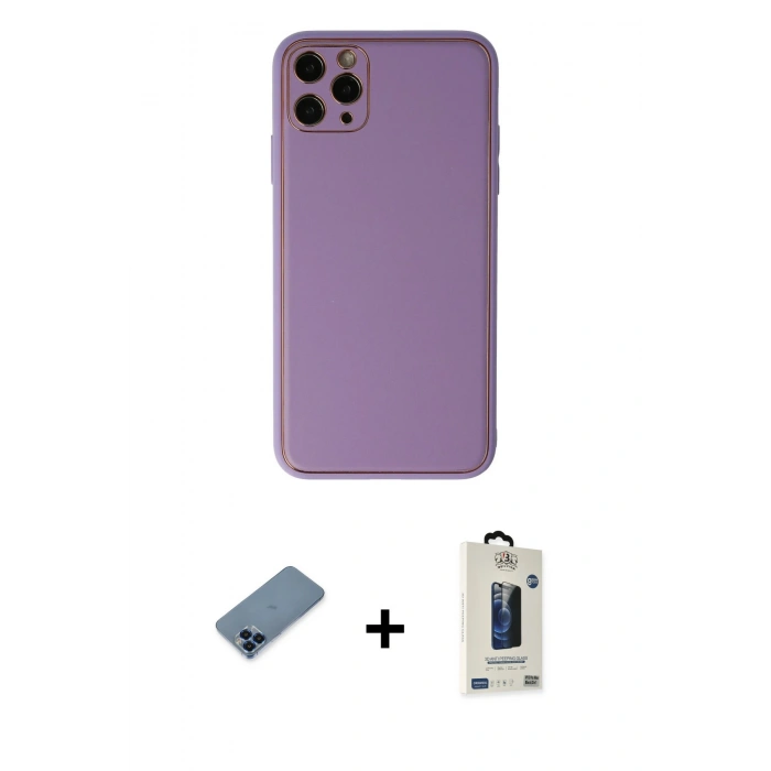 MARSİLYAN™- iPhone 11 Pro Max Kılıf Yadigar Klasik - Siyah Bilvis Hayalet Cam Ekran Koruyucu + Metal Kamera Lens Koruma Cam - MI