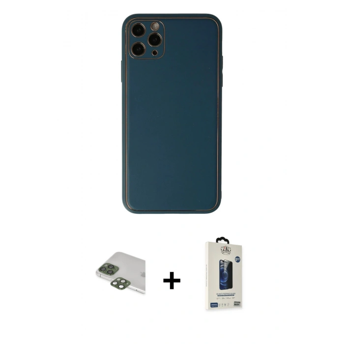 MARSİLYAN™- iPhone 11 Pro Max Kılıf Yadigar Klasik - Siyah Bilvis Hayalet Cam Ekran Koruyucu + Pers Alüminyum Kamera Lens - YL