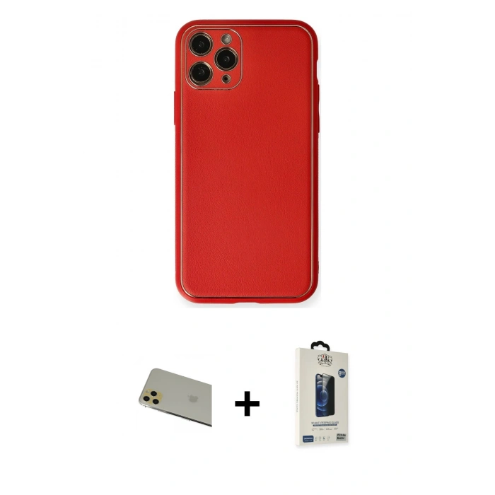 MARSİLYAN™- iPhone 11 Pro Max Kılıf Yadigar Klasik - Siyah Bilvis Hayalet Cam Ekran Koruyucu + Rainbow Kamera Lens Koruma Cam - GD