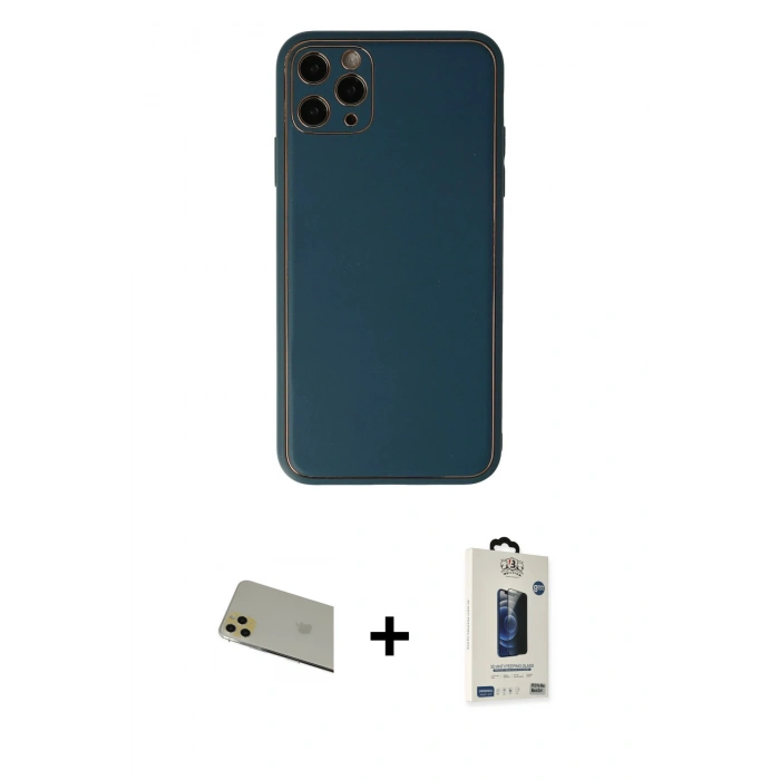MARSİLYAN™- iPhone 11 Pro Max Kılıf Yadigar Klasik - Siyah Bilvis Hayalet Cam Ekran Koruyucu + Rainbow Kamera Lens Koruma Cam - GD