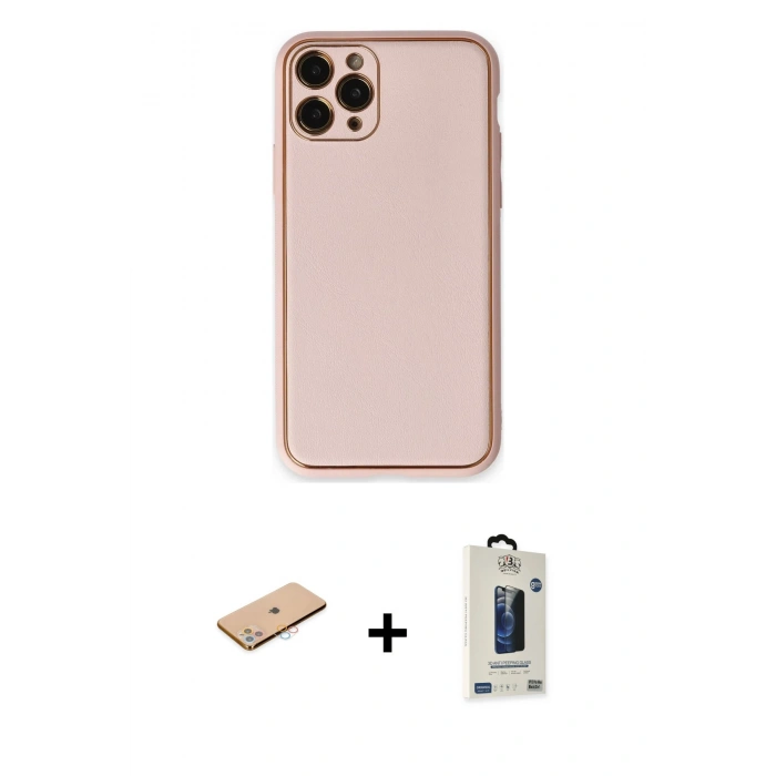 MARSİLYAN™- iPhone 11 Pro Max Kılıf Yadigar Klasik - Siyah Bilvis Hayalet Cam Ekran Koruyucu + Renkli Kamera Lens Koruma Cam - PE