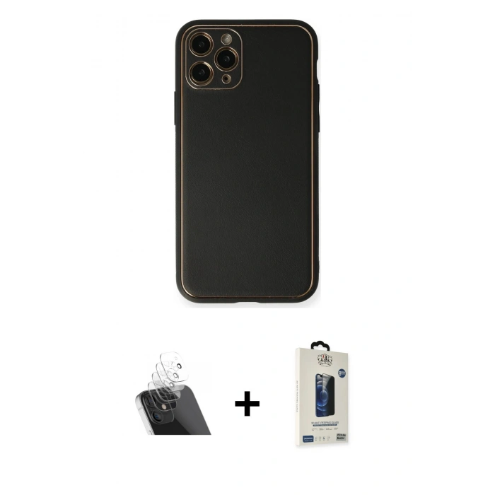MARSİLYAN™- iPhone 11 Pro Max Kılıf Yadigar Klasik - Siyah Bilvis Hayalet Cam Ekran Koruyucu + Kamera Lens Koruma Cam - SF