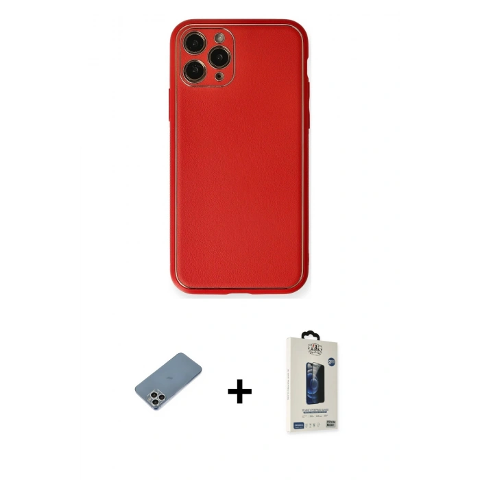 MARSİLYAN™- iPhone 11 Pro Max Kılıf Yadigar Klasik - Siyah Bilvis Hayalet Cam Ekran Koruyucu + Shine Kamera Lens Koruma Cam - GS