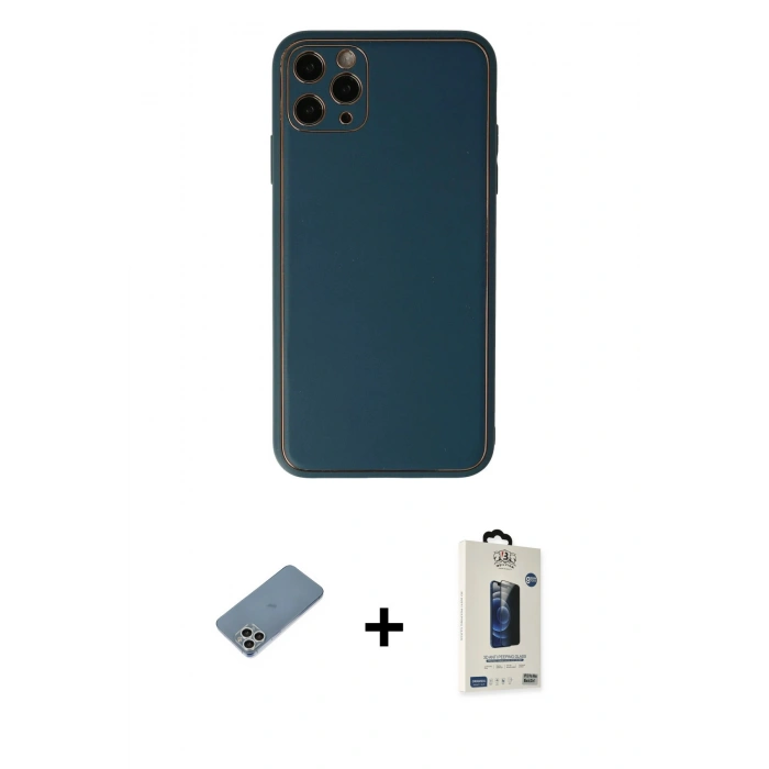 MARSİLYAN™- iPhone 11 Pro Max Kılıf Yadigar Klasik - Siyah Bilvis Hayalet Cam Ekran Koruyucu + Shine Kamera Lens Koruma Cam - GS