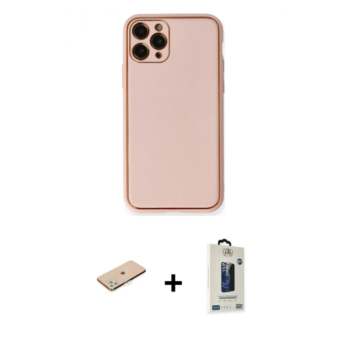MARSİLYAN™- iPhone 11 Pro Max Kılıf Yadigar Klasik - Siyah Bilvis Hayalet Cam Ekran Koruyucu + Renkli Kamera Lens Koruma Cam - YL