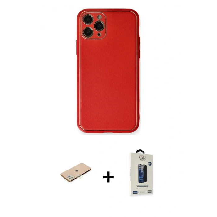 MARSİLYAN™- iPhone 11 Pro Max Kılıf Yadigar Klasik - Siyah Bilvis Hayalet Cam Ekran Koruyucu + Renkli Kamera Lens Koruma Cam - YL