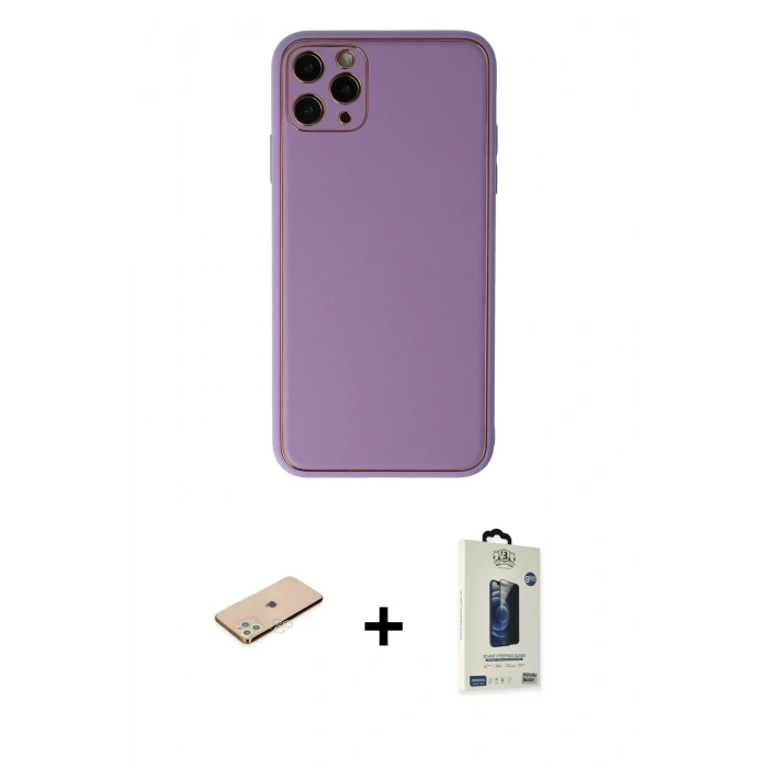MARSİLYAN™- iPhone 11 Pro Max Kılıf Yadigar Klasik - Siyah Bilvis Hayalet Cam Ekran Koruyucu + Renkli Kamera Lens Koruma Cam - YL