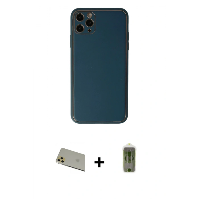 MARSİLYAN™- iPhone 11 Pro Max Kılıf Yadigar Klasik - Siyah Joko Magic 5D Hayalet Cam + Gold Rainbow Kamera Lens Koruma Cam