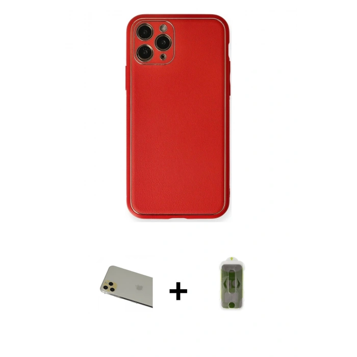 MARSİLYAN™- iPhone 11 Pro Max Kılıf Yadigar Klasik - Siyah Joko Magic 5D Hayalet Cam + Gold Rainbow Kamera Lens Koruma Cam