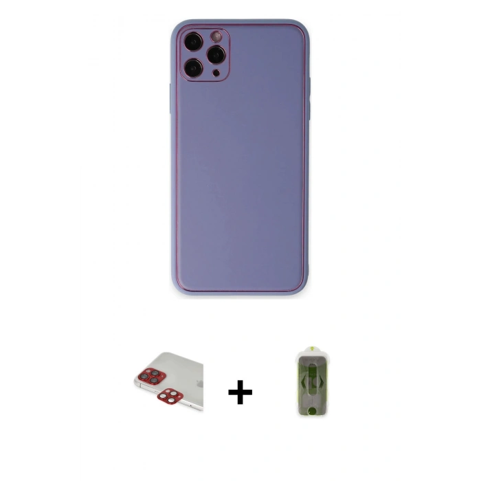 MARSİLYAN™- iPhone 11 Pro Max Kılıf Yadigar Klasik - Siyah Joko Magic 5D Hayalet Cam + Kırmızı Pers Alüminyum Kamera Lens