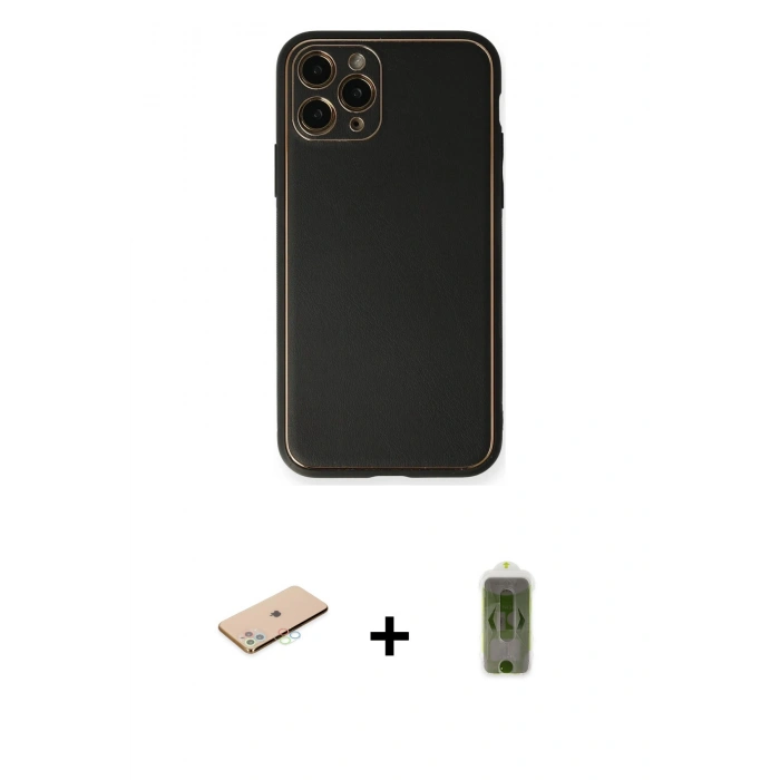 MARSİLYAN™- iPhone 11 Pro Max Kılıf Yadigar Klasik - Siyah Joko Magic 5D Hayalet Cam + Renkli Kamera Lens Koruma Cam - MI