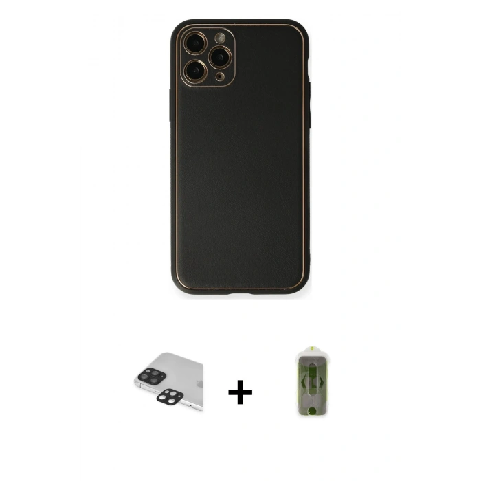 MARSİLYAN™- iPhone 11 Pro Max Kılıf Yadigar Klasik - Siyah Joko Magic 5D Hayalet Cam + Pers Alüminyum Kamera Lens - SH