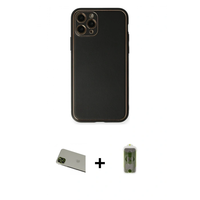 MARSİLYAN™- iPhone 11 Pro Max Kılıf Yadigar Klasik - Siyah Joko Magic 5D Hayalet Cam + Rainbow Kamera Lens Koruma Cam - YL