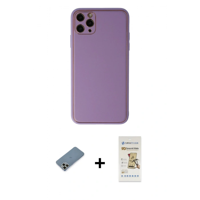 MARSİLYAN™- iPhone 11 Pro Max Kılıf Yadigar Klasik - Siyah Mat Seramik Nano Ekran Koruyucu + Metal Kamera Lens Koruma Cam - AKYL