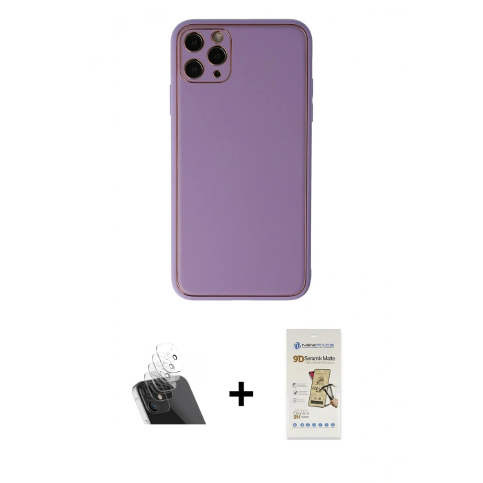 MARSİLYAN™- iPhone 11 Pro Max Kılıf Yadigar Klasik - Siyah Mat Seramik Nano Ekran Koruyucu + Kamera Lens Koruma Cam - SF