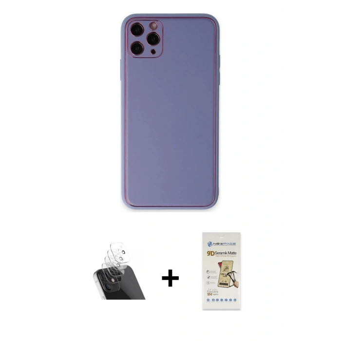 MARSİLYAN™- iPhone 11 Pro Max Kılıf Yadigar Klasik - Siyah Mat Seramik Nano Ekran Koruyucu + Kamera Lens Koruma Cam - SF