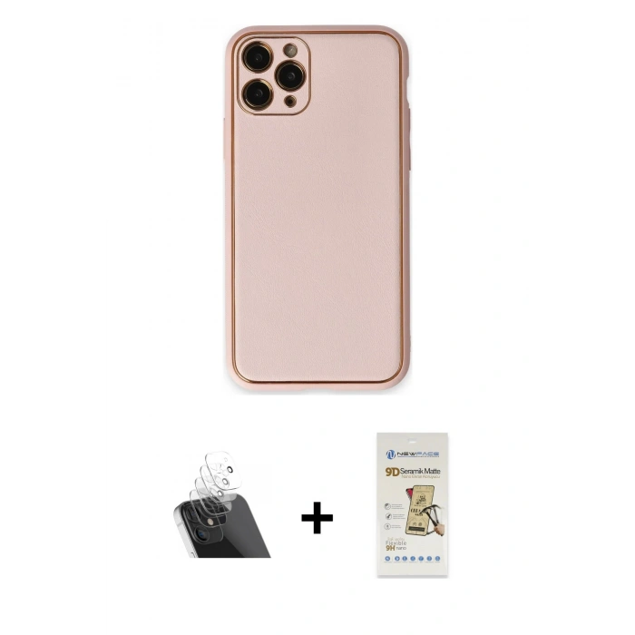 MARSİLYAN™- iPhone 11 Pro Max Kılıf Yadigar Klasik - Siyah Mat Seramik Nano Ekran Koruyucu + Kamera Lens Koruma Cam - SF