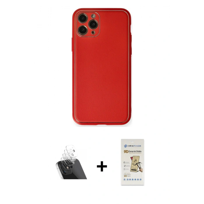 MARSİLYAN™- iPhone 11 Pro Max Kılıf Yadigar Klasik - Siyah Mat Seramik Nano Ekran Koruyucu + Kamera Lens Koruma Cam - SF