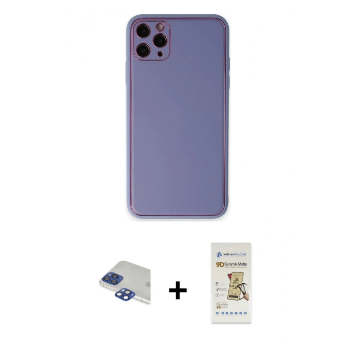 MARSİLYAN™- iPhone 11 Pro Max Kılıf Yadigar Klasik - Siyah Mat Seramik Nano Ekran Koruyucu + Pers Alüminyum Kamera Lens - LT