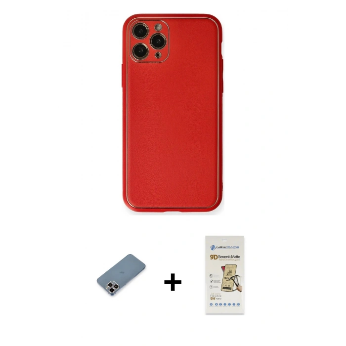 MARSİLYAN™- iPhone 11 Pro Max Kılıf Yadigar Klasik - Siyah Mat Seramik Nano Ekran Koruyucu + Metal Kamera Lens Koruma Cam - MR