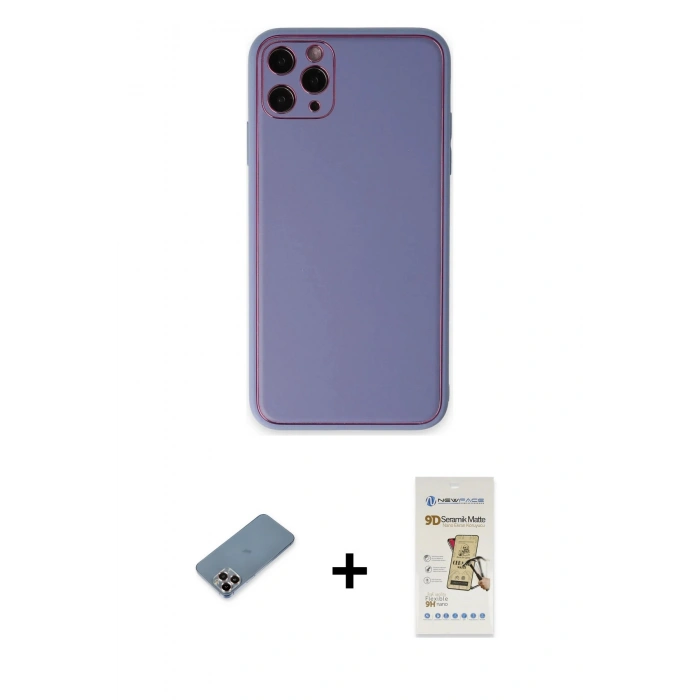 MARSİLYAN™- iPhone 11 Pro Max Kılıf Yadigar Klasik - Siyah Mat Seramik Nano Ekran Koruyucu + Metal Kamera Lens Koruma Cam - MR